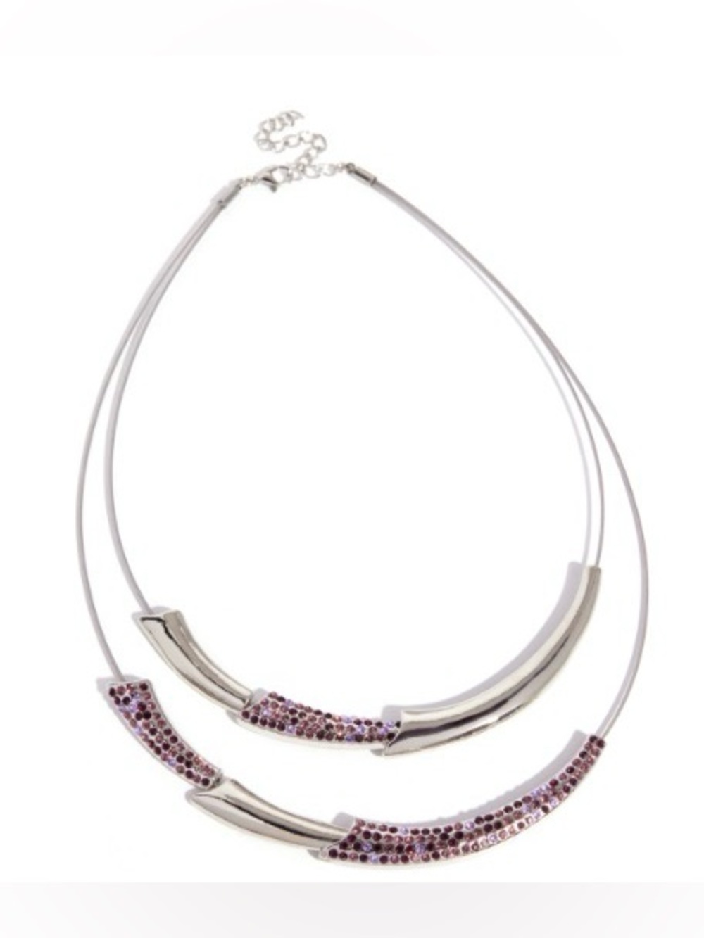 Elegant Silver Necklace with Pink Crystal Accents